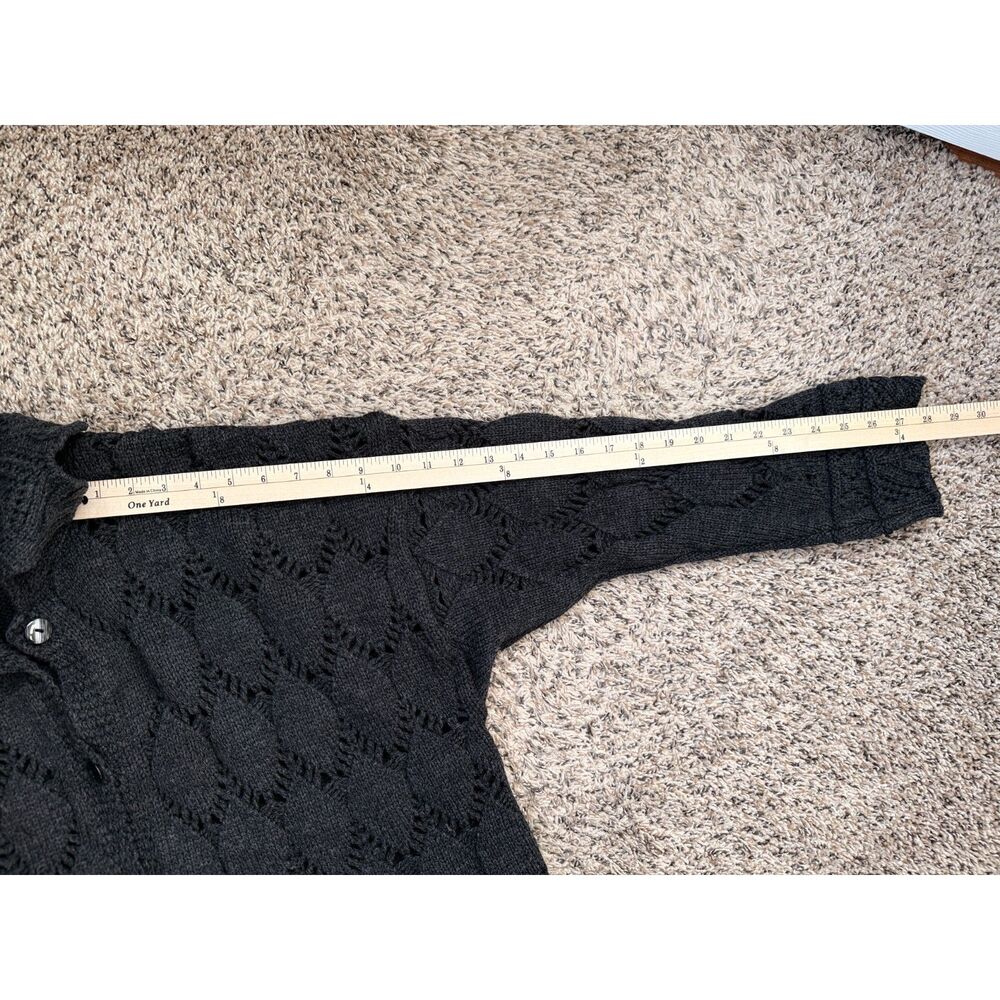 Aran Crafts Merino Wool Button Front Cardigan Made in Ireland Charcoal Gray - Picture 7 of 8